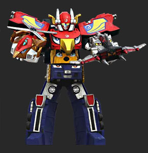 High Octane Megazord with Falcon Zord and Tiger Jet